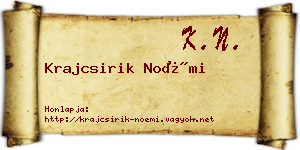 Krajcsirik Noémi névjegykártya